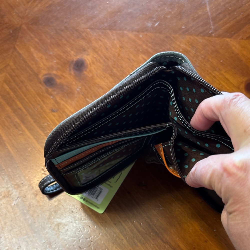 Chala Teal Dog Scooter Zip Wallet with Wristlet - Picture 5 of 7